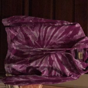 Tie Dye hooded sweatshirt- purple/white - L